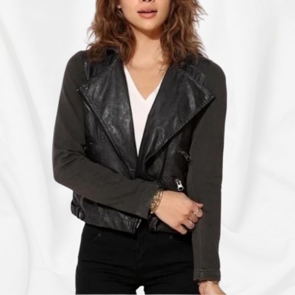 SILENCE AND NOISE Women's Vegan Leather Moto Jacket￨Size Large - Picture 1 of 16